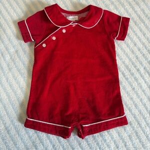 Mud Pie Red Corduroy Romper 3 - 6 months Buttons Holiday Baby Boy